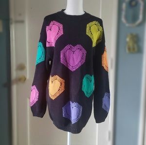 Vintage ♡ Oversize Candy Hearts Knit Sweater